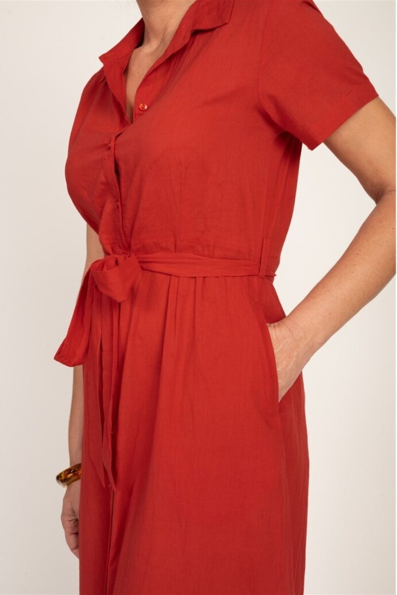 VESTIDO LARGO HIBISCO COLOR ROJO